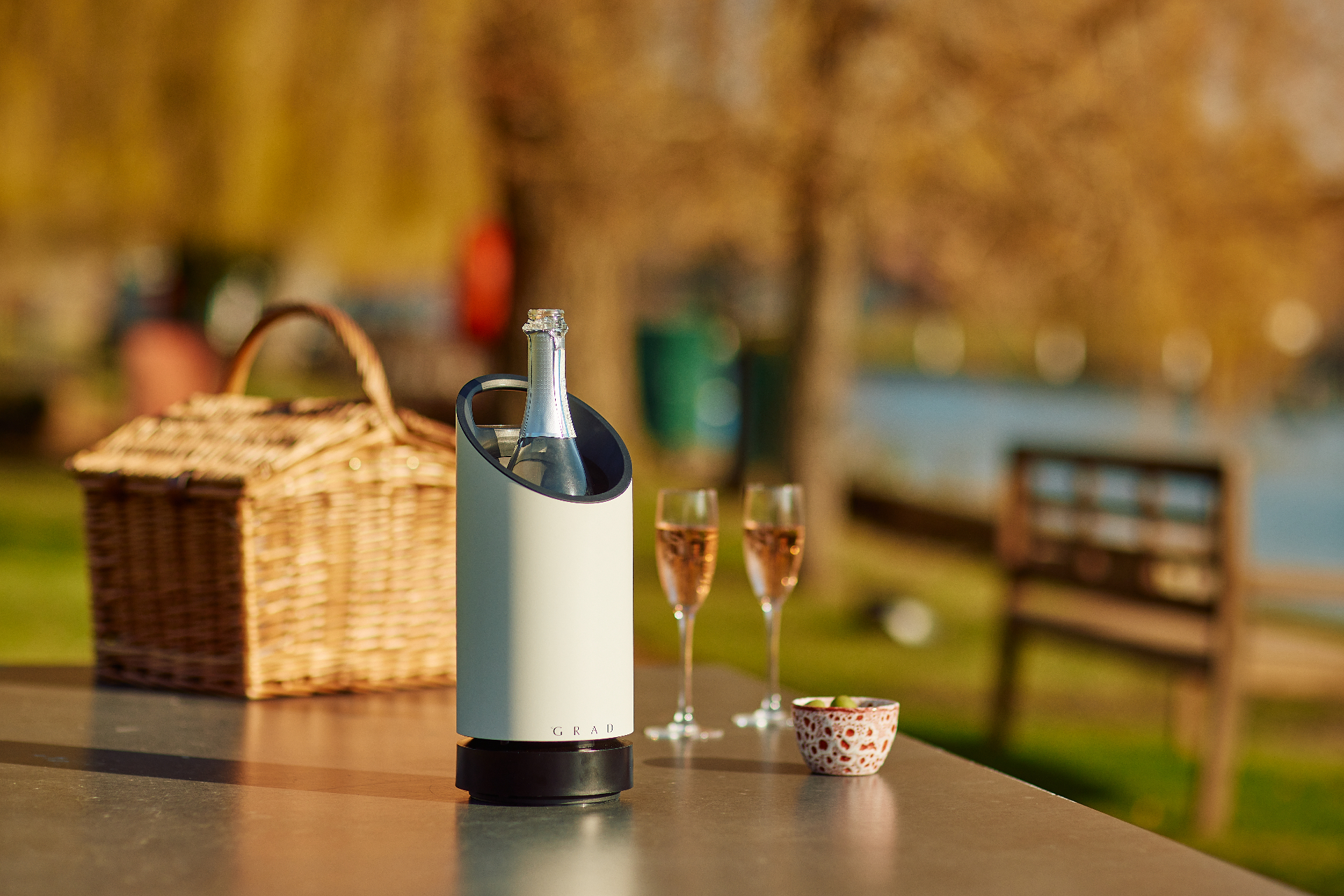 GRAD wine cooler at a picnic